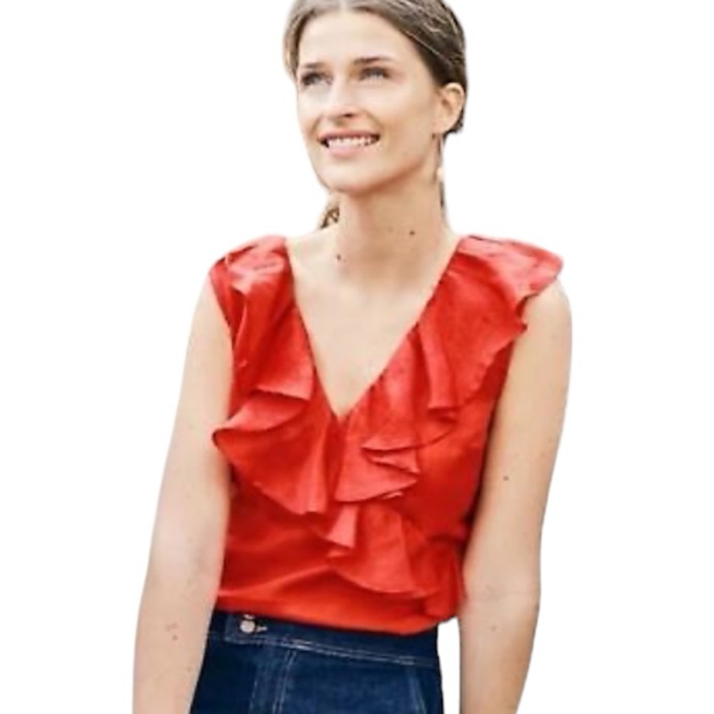 NWT Boden Red Alicia Sleeveless Cotton Blouse 18